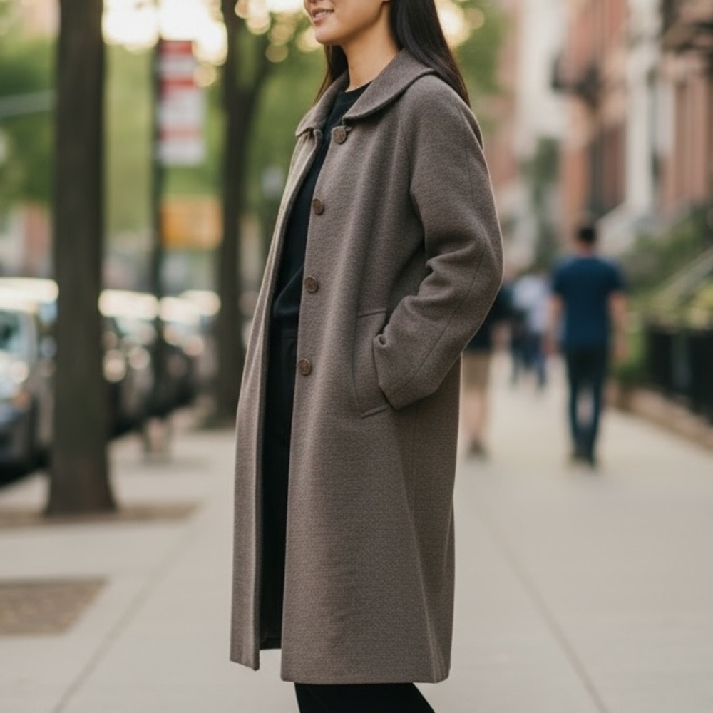 Carte Knit Elegant Brown Women's Wool Coat